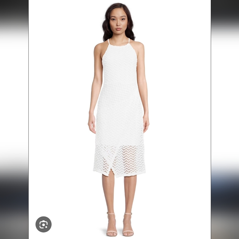 Madden NYC Juniors Halter Midi Dress in white or "Cloud Dancer"